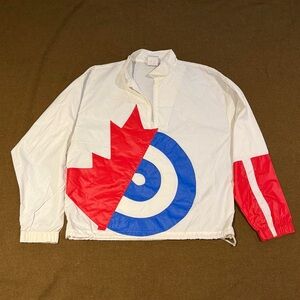 Vintage 90s All Canada Curling Jacket AOP Colorblock Windbreaker Deadstock M